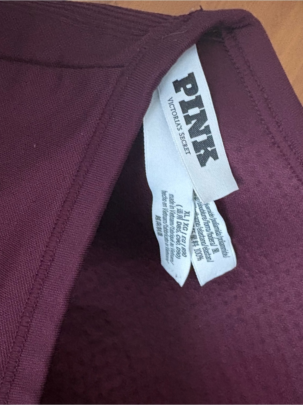 Victoria's Secret PINK zip up sports bra in Burgundy - Picture 2 of 5